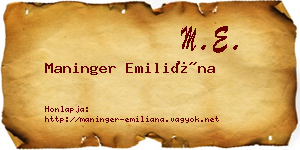 Maninger Emiliána névjegykártya